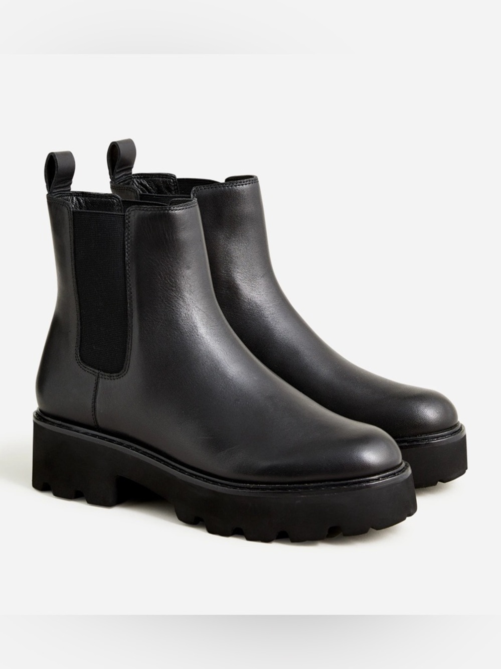 J. Crew Lug-sole Chelsea boots in leather. Women’s size 10.